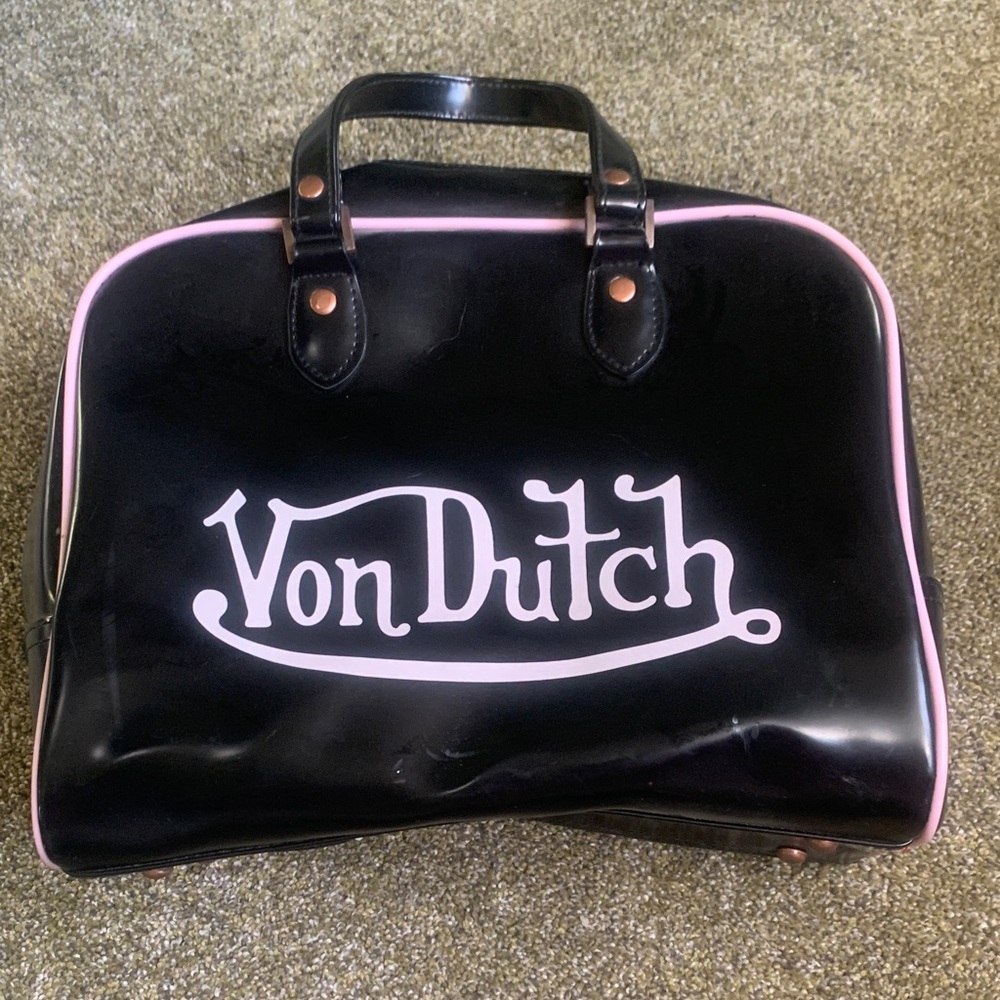 Von Dutch Black and Pink Travel Bag